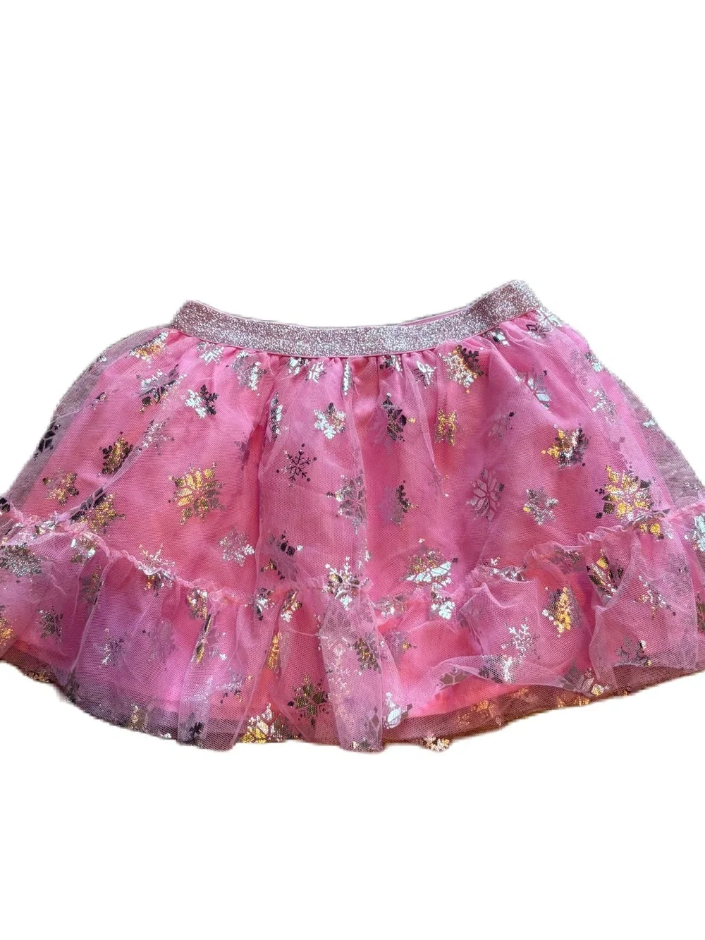 Cynthia Rowley Pink Metallic Snowflake Tulle Skirt Sz 5/6 Kids Girls